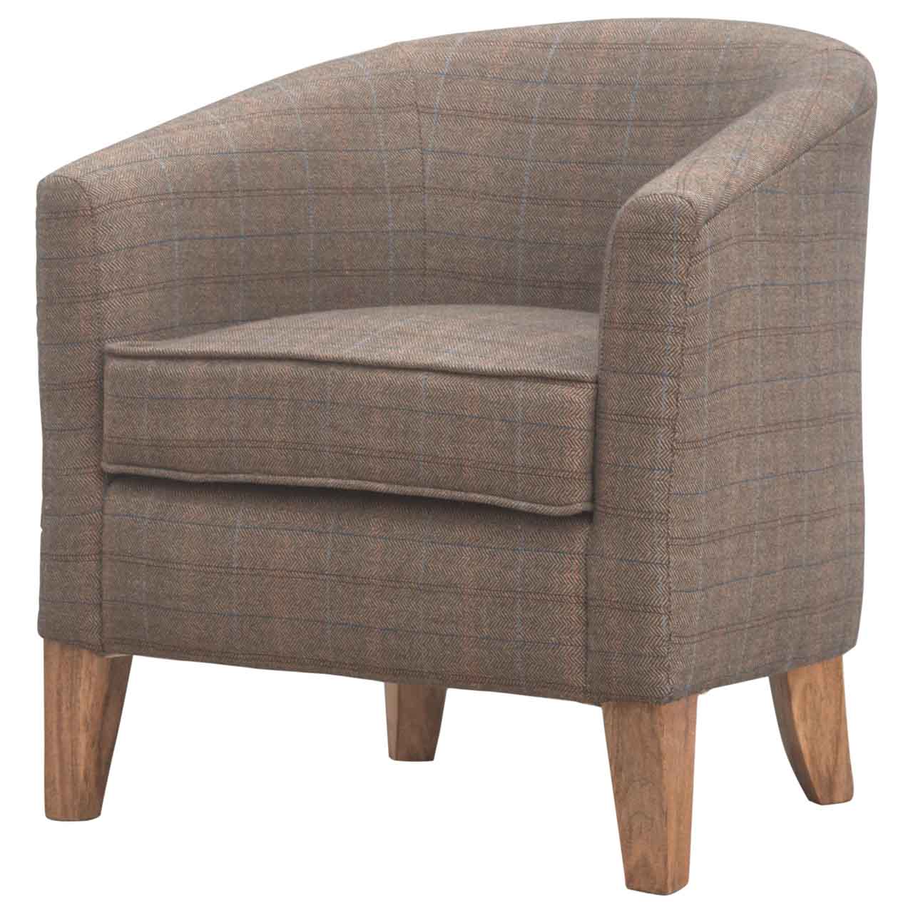 Upholstered Tweed Tub Chair - Image 4