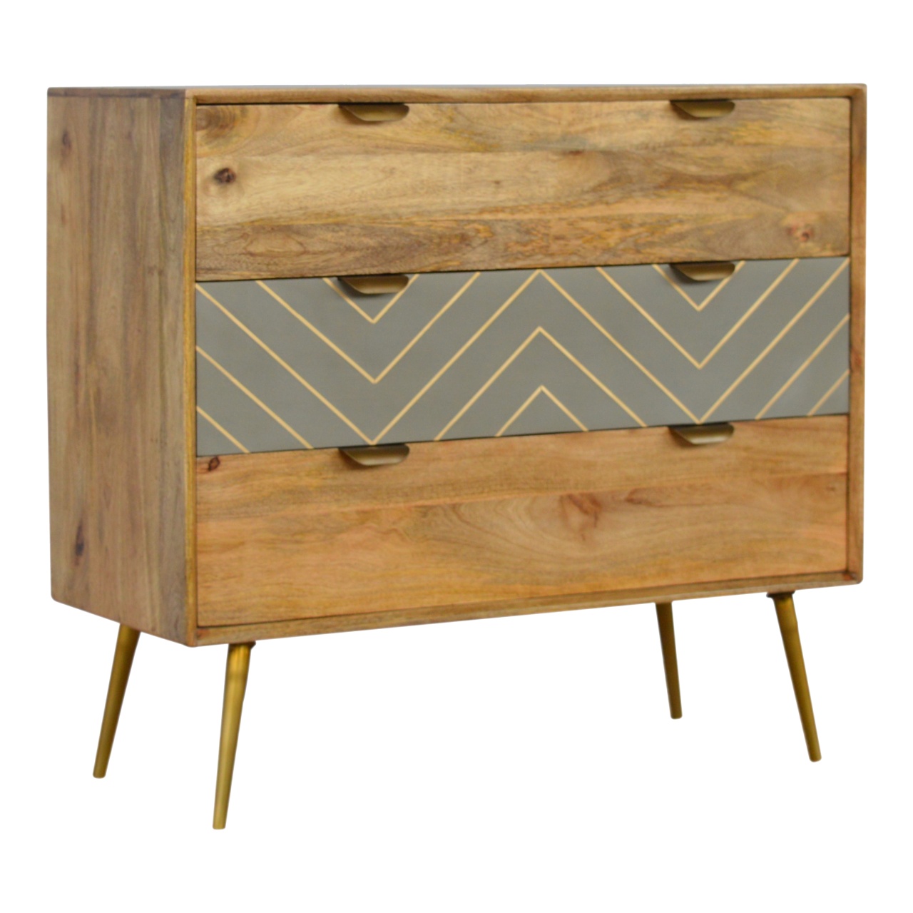 Sleek Cement Brass Inlay Chest - Image 3