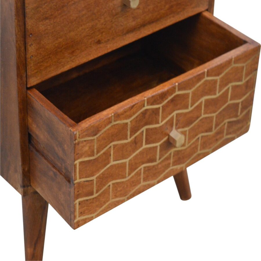 Gold Art Pattern 2 Drawer Bedside - Image 7