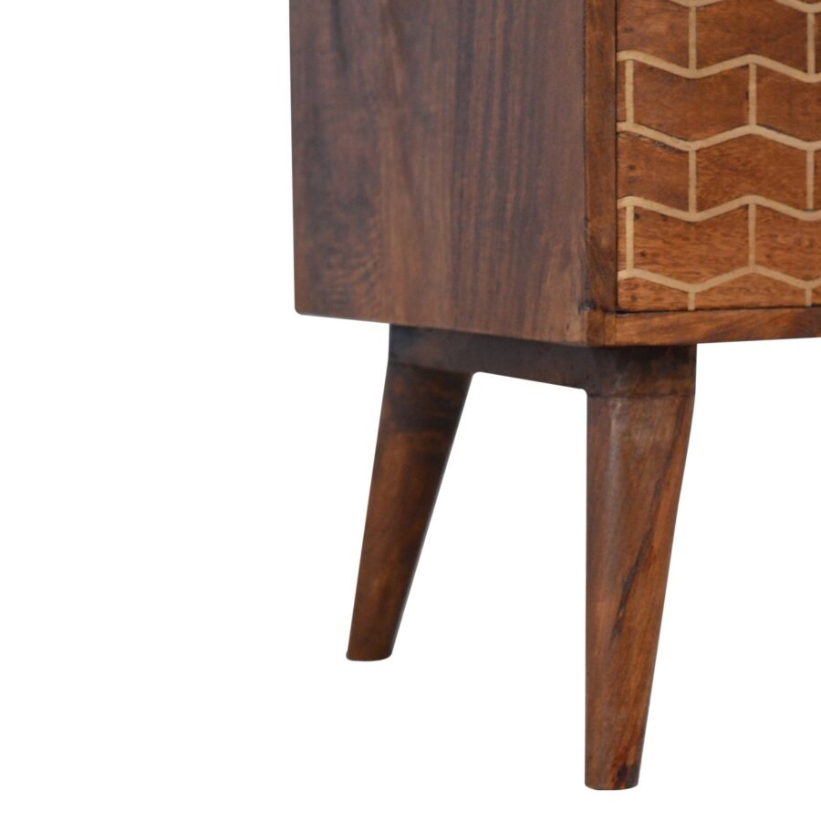 Gold Art Pattern 2 Drawer Bedside - Image 8