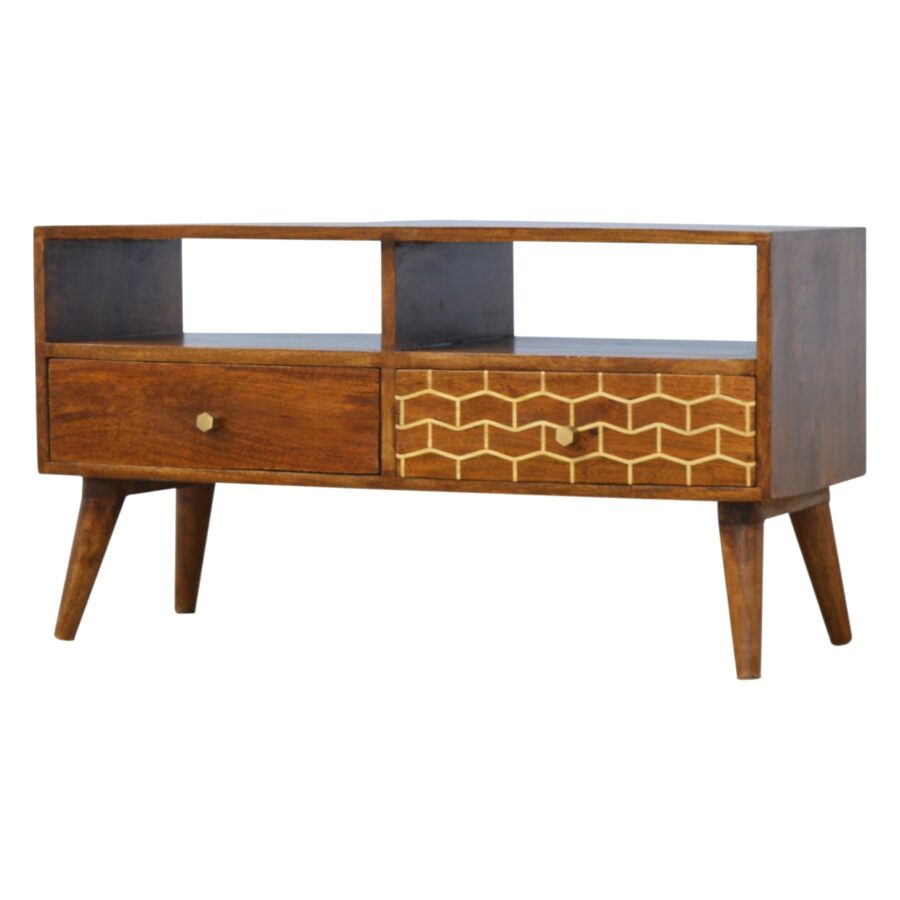 Gold Art Pattern Drawer Media Unit - Image 3