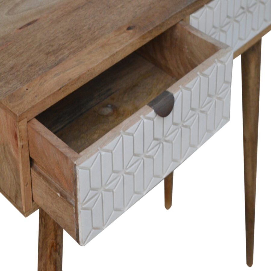 Sleek White Carved Console Table - Image 6