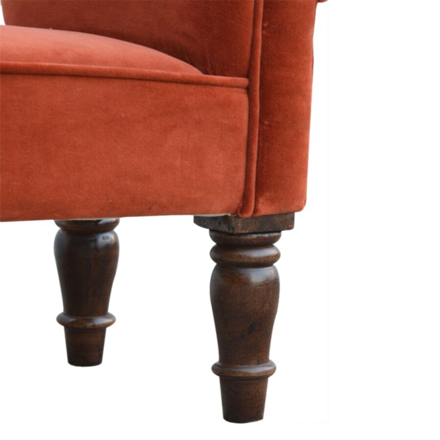Brick Red Velvet Bench - Image 8