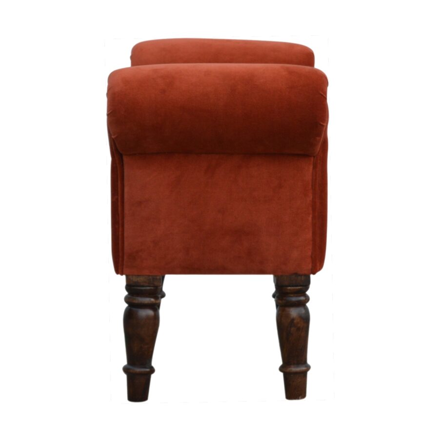 Brick Red Velvet Bench - Image 7