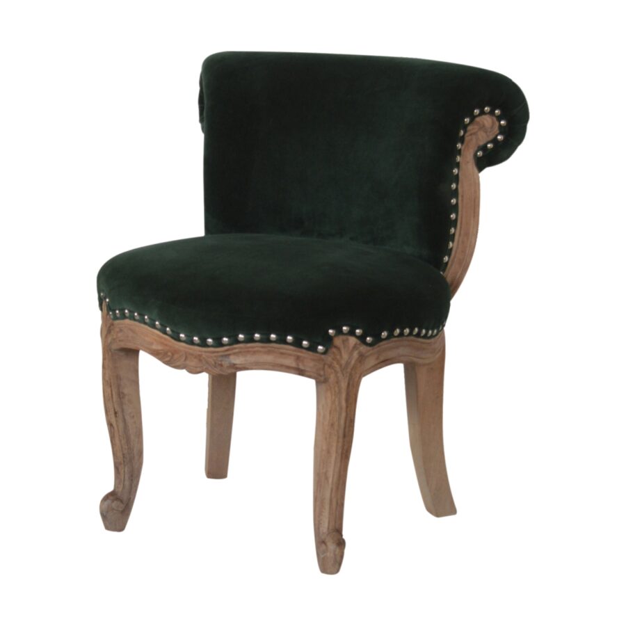 Emerald Green Velvet Studded Chair - Image 2