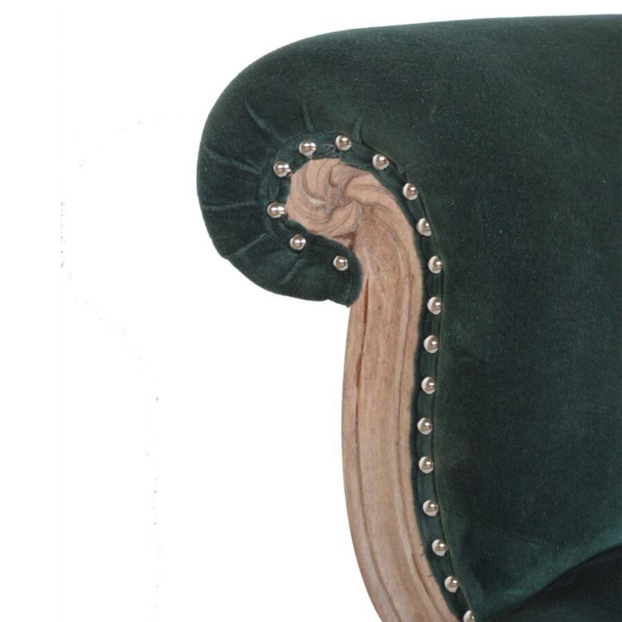 Emerald Green Velvet Studded Chair - Image 5