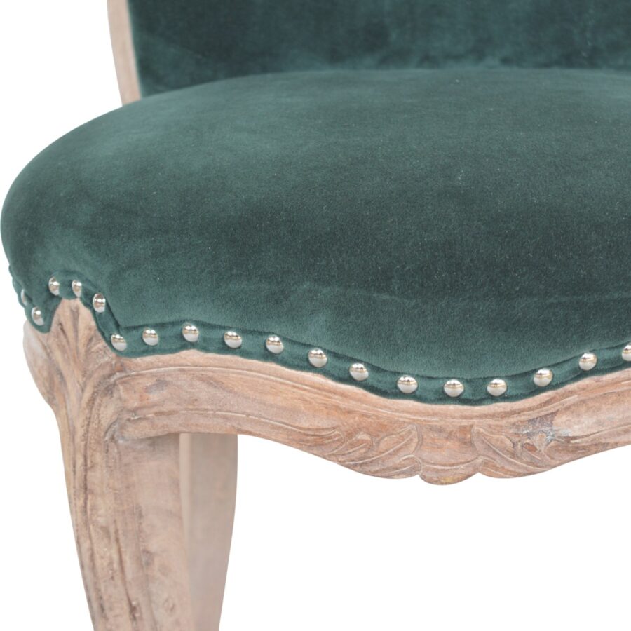 Emerald Green Velvet Studded Chair - Image 4