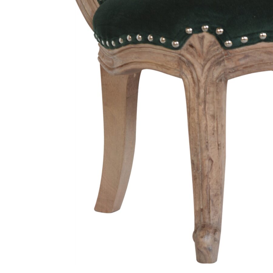 Emerald Green Velvet Studded Chair - Image 3