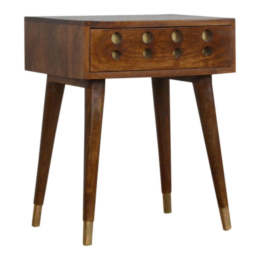 Chestnut Brass Cut out Bedside - Image 3