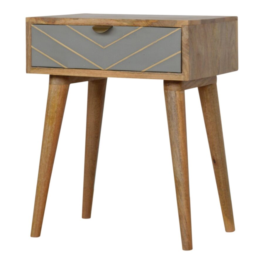 Sleek Cement Brass Inlay Bedside - Image 3
