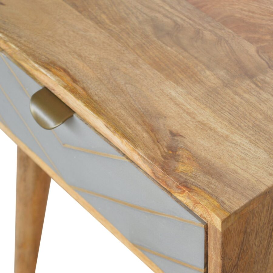 Sleek Cement Brass Inlay Bedside - Image 5