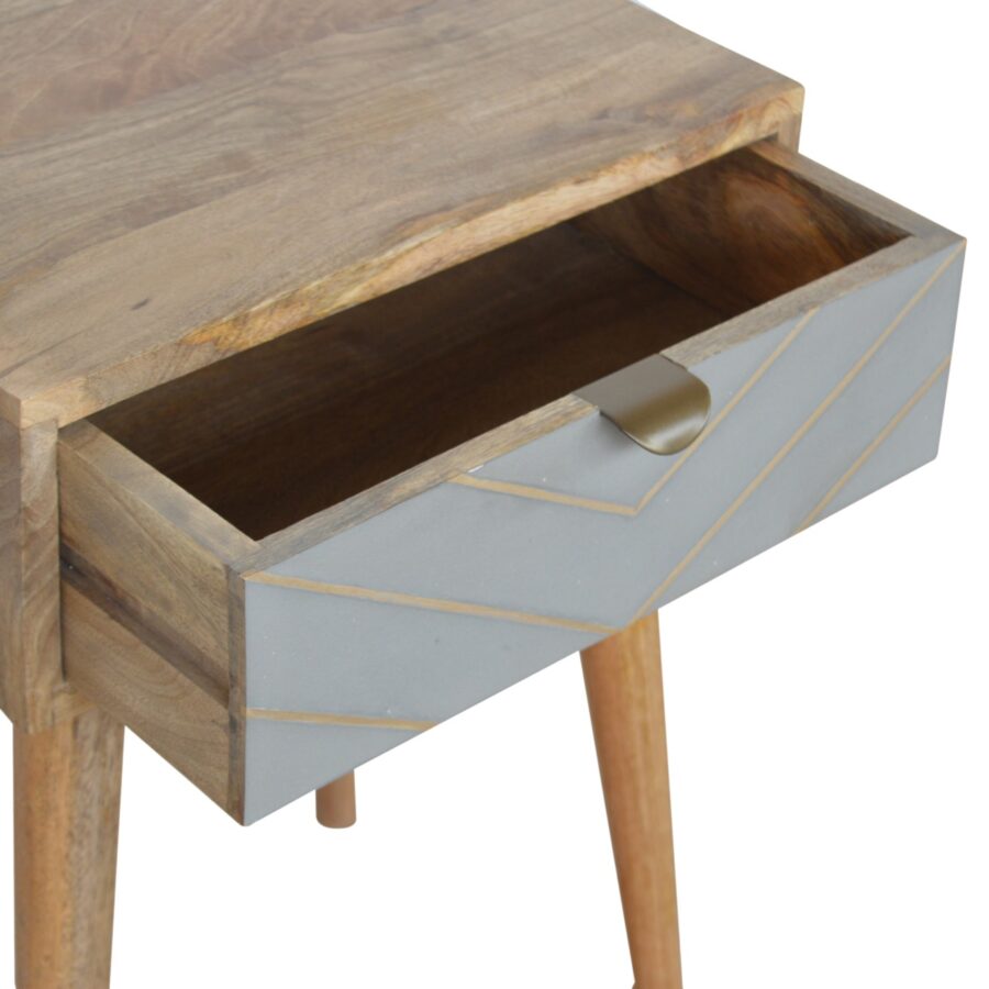 Sleek Cement Brass Inlay Bedside - Image 4