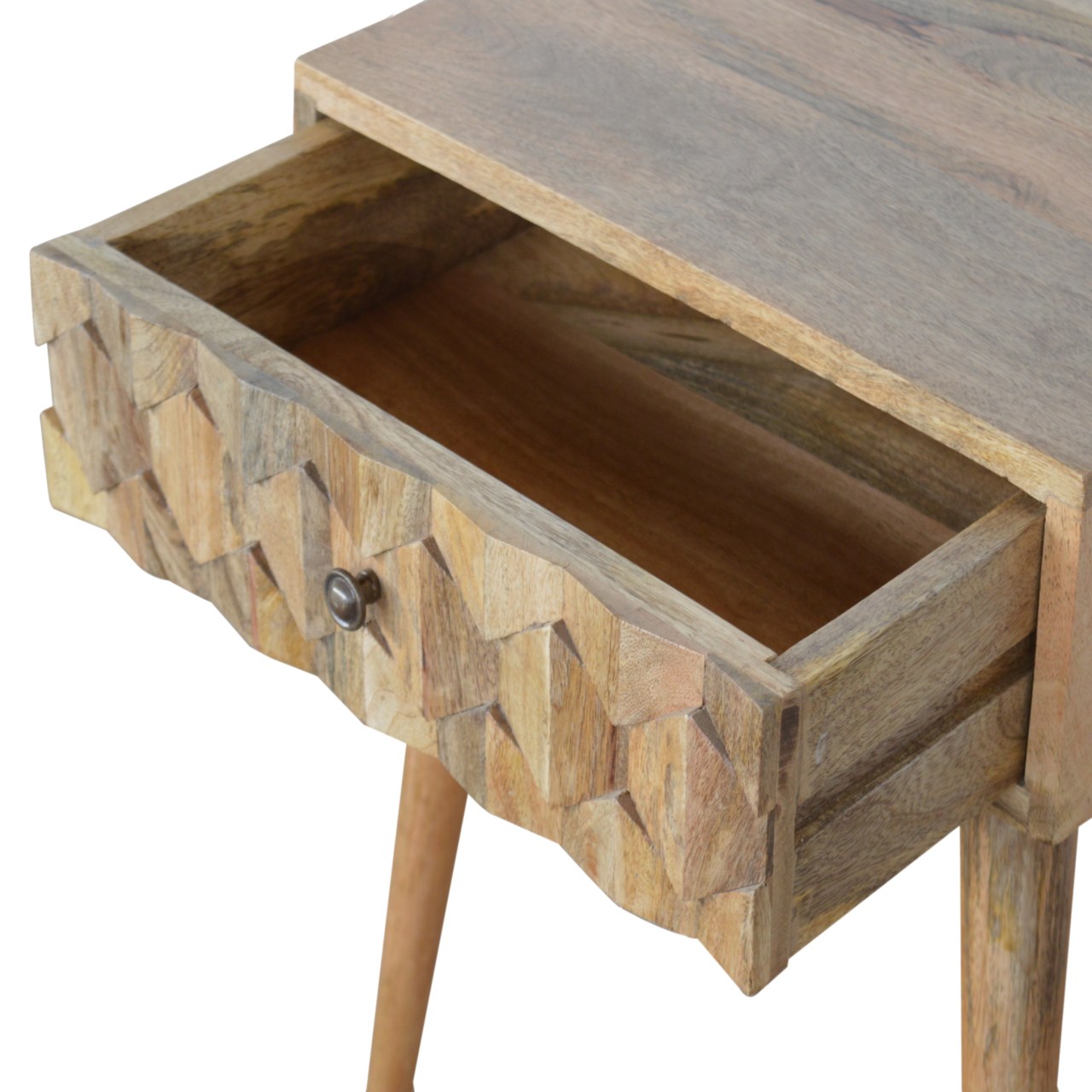 Pineapple Carved Oak-ish Bedside - Image 6