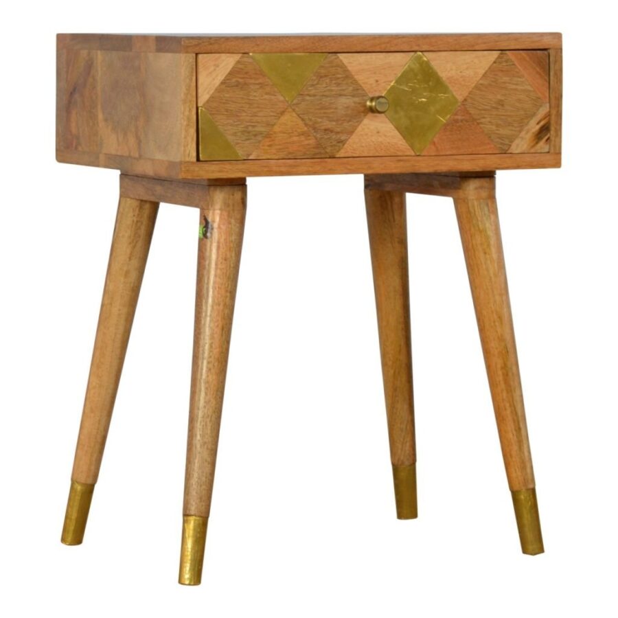 1 Drawer Gold Brass Bedside - Image 4