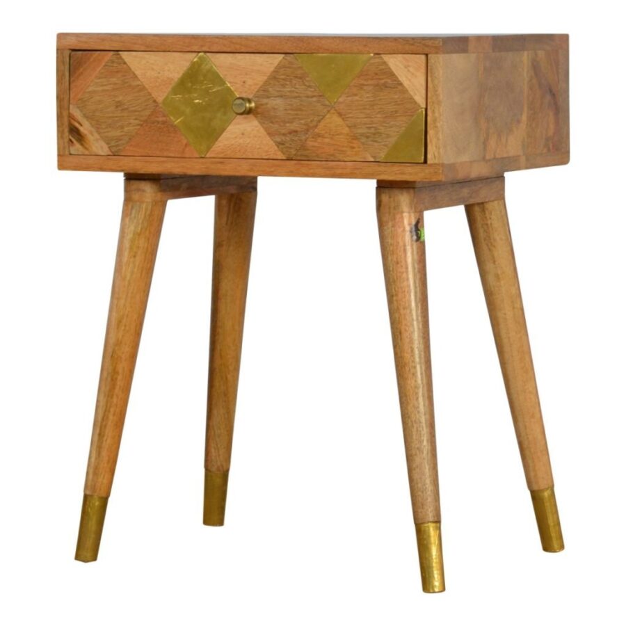 1 Drawer Gold Brass Bedside - Image 3