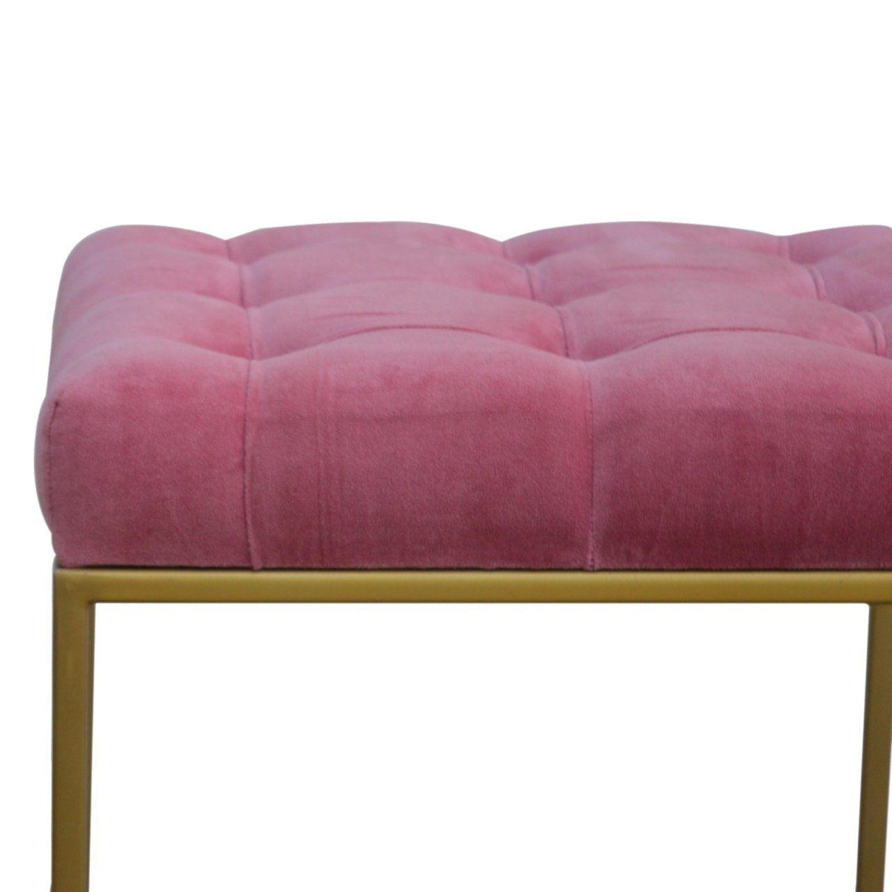 Pink Velvet Gold Base Footstool - Image 10