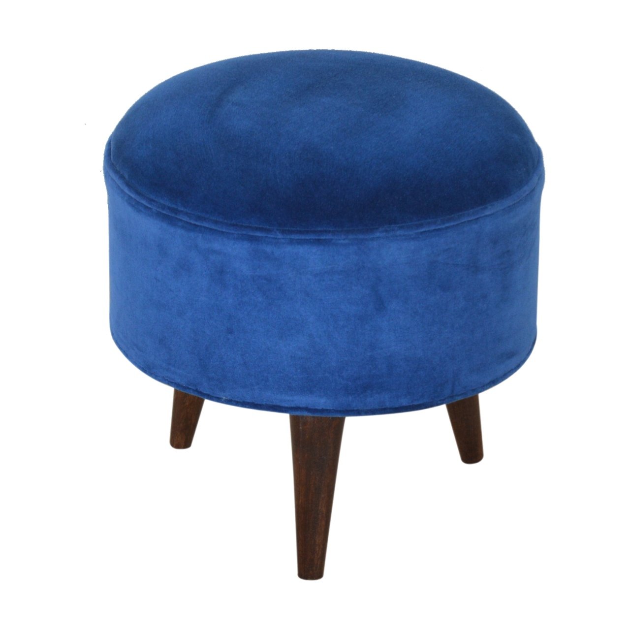 Royal Blue Velvet Nordic Footstool - Image 6