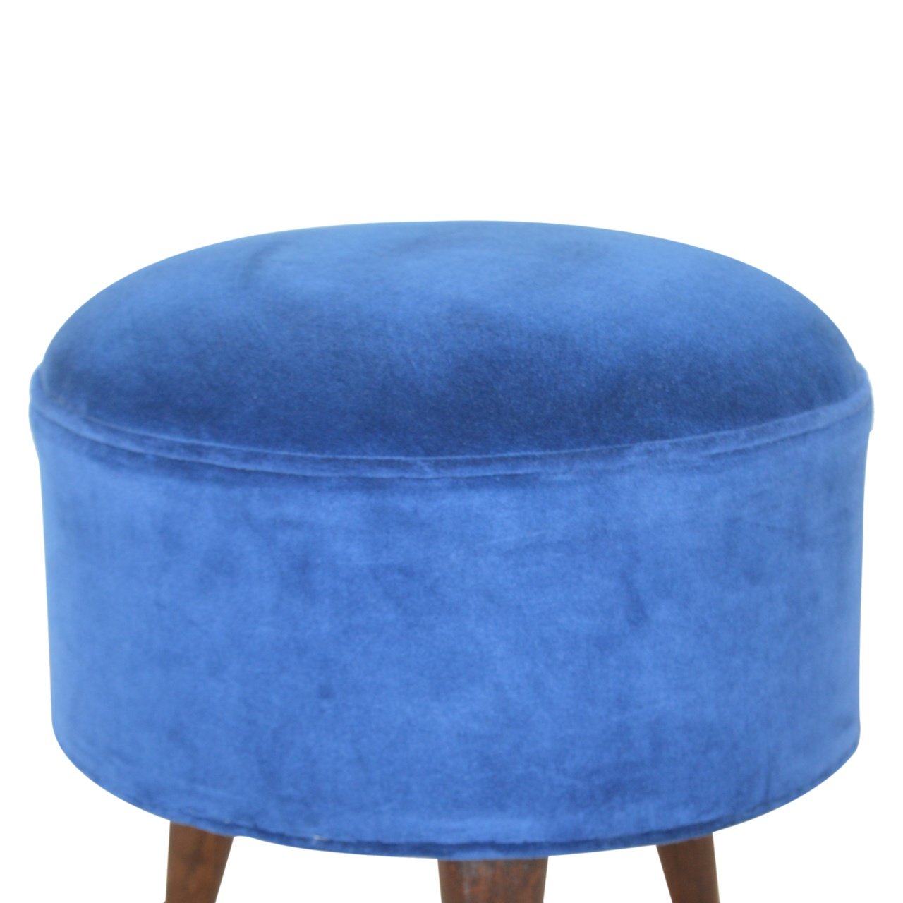 Royal Blue Velvet Nordic Footstool - Image 3