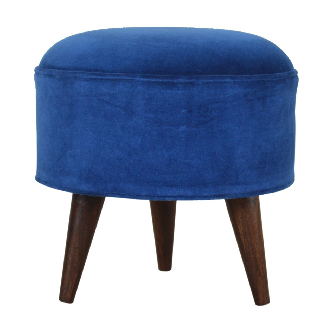 Royal Blue Velvet Nordic Footstool - Image 9