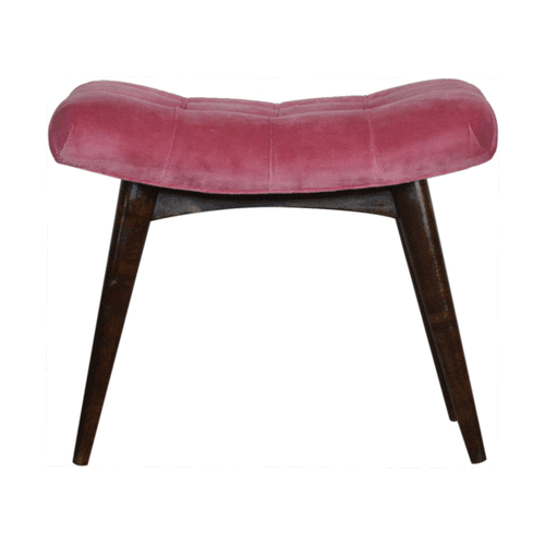 Pink Cotton Velvet Curved Bench - Image 10