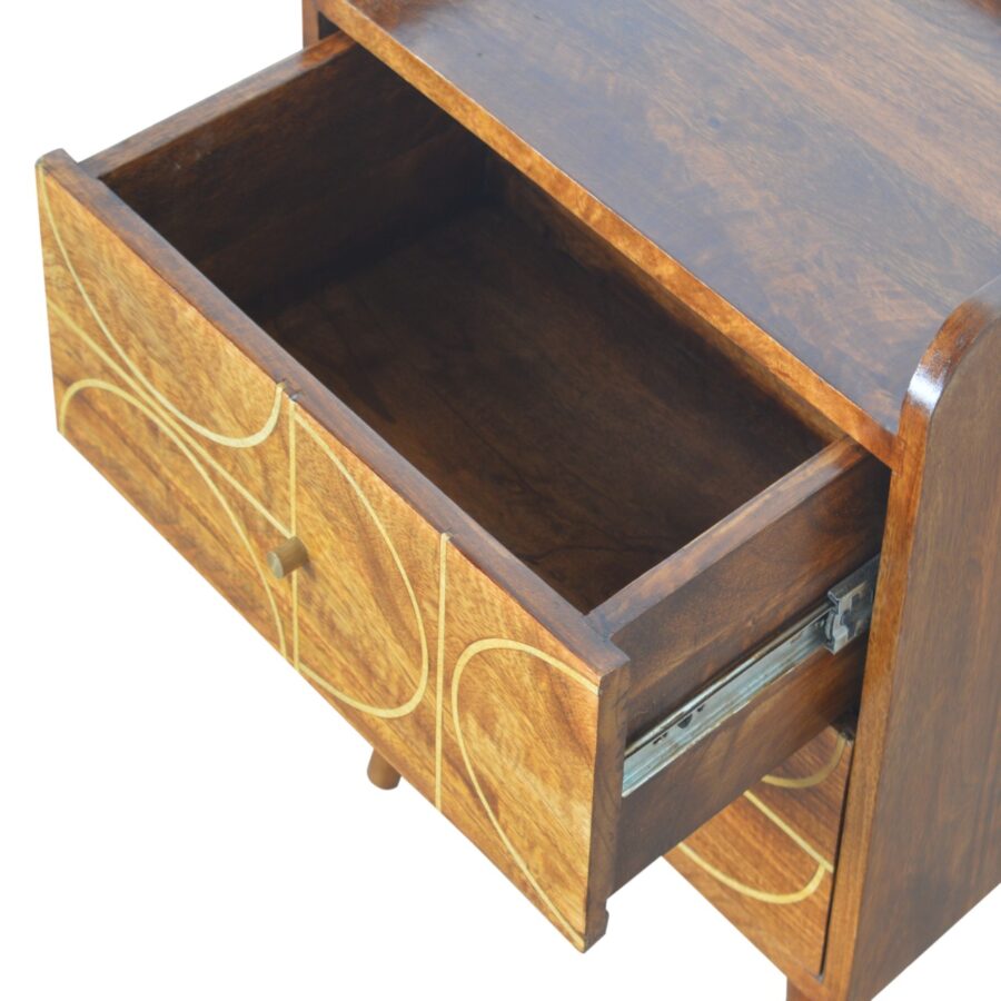 Chestnut Inlay Abstract Bedside - Image 7