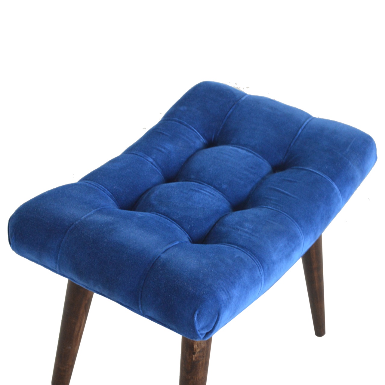 Royal Blue Cotton Velvet Bench - Image 7
