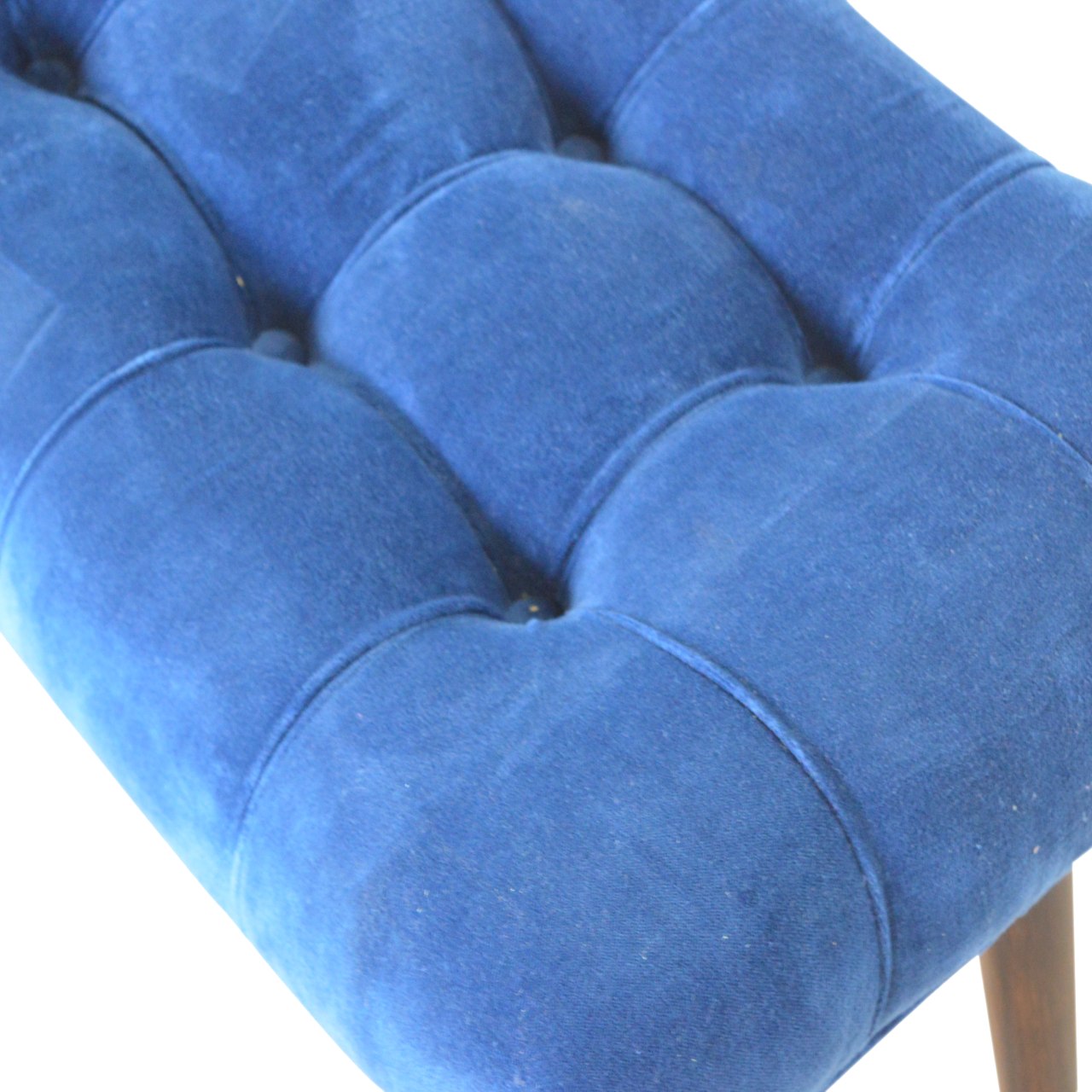 Royal Blue Cotton Velvet Bench - Image 4