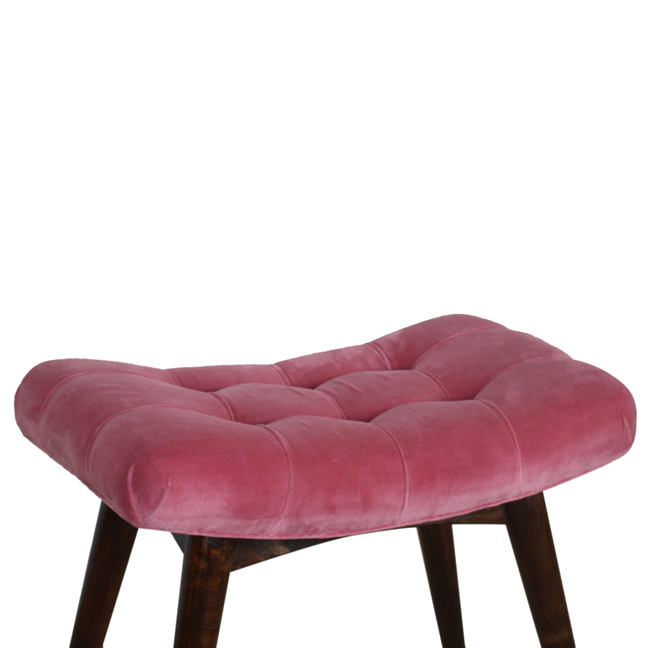 Pink Cotton Velvet Curved Bench - Image 7