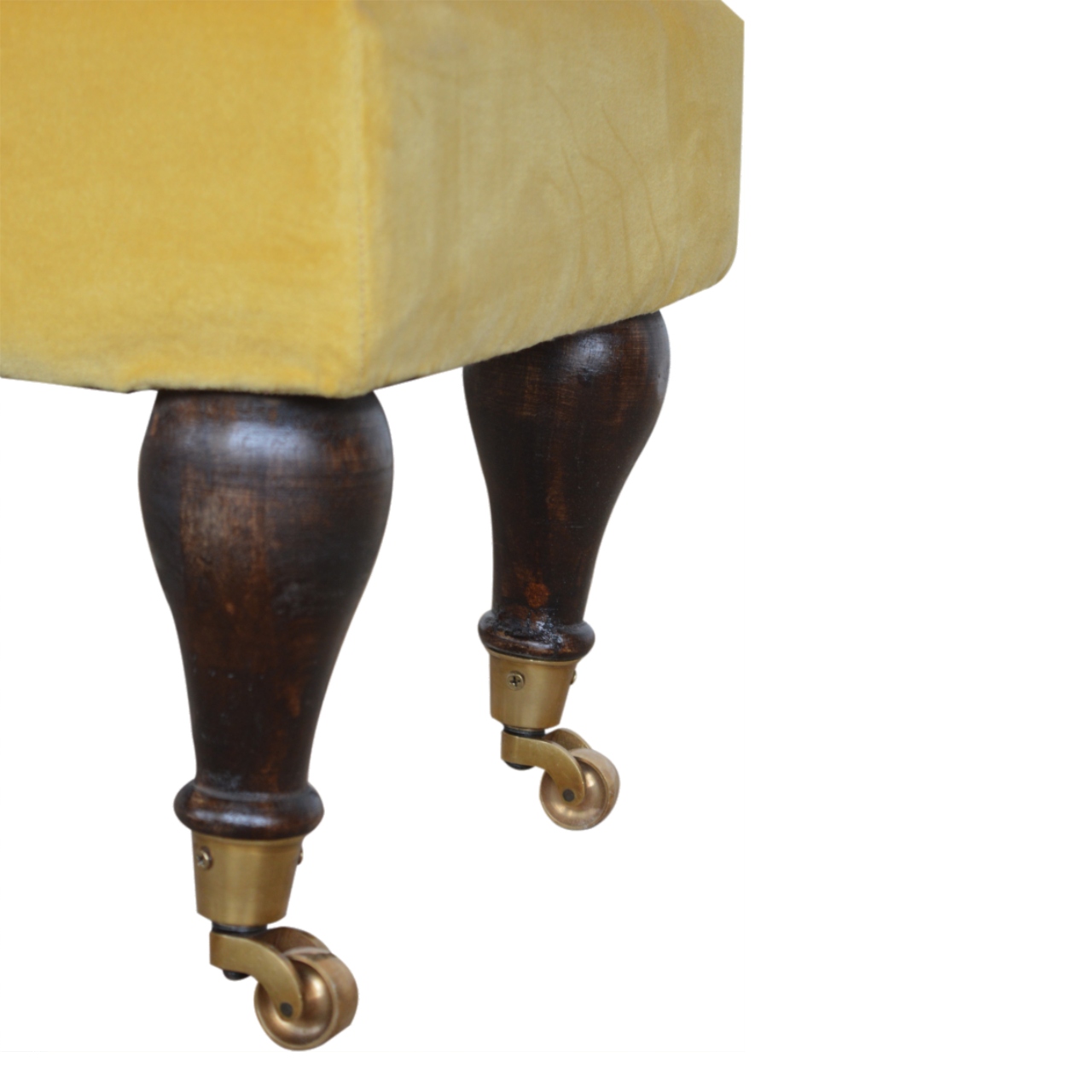 Mustard Velvet Castor Bench - Image 7