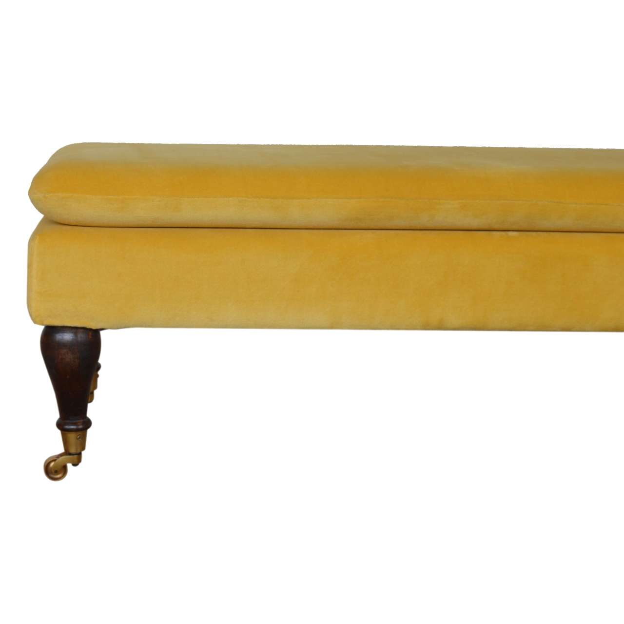 Mustard Velvet Castor Bench - Image 9