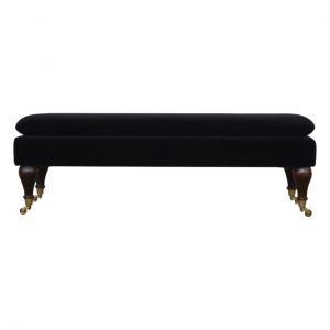 Black Velvet Castor Bench