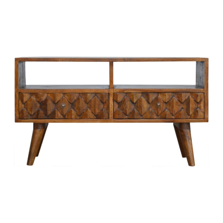 Chestnut Pineapple Carve Media Unit - Image 2