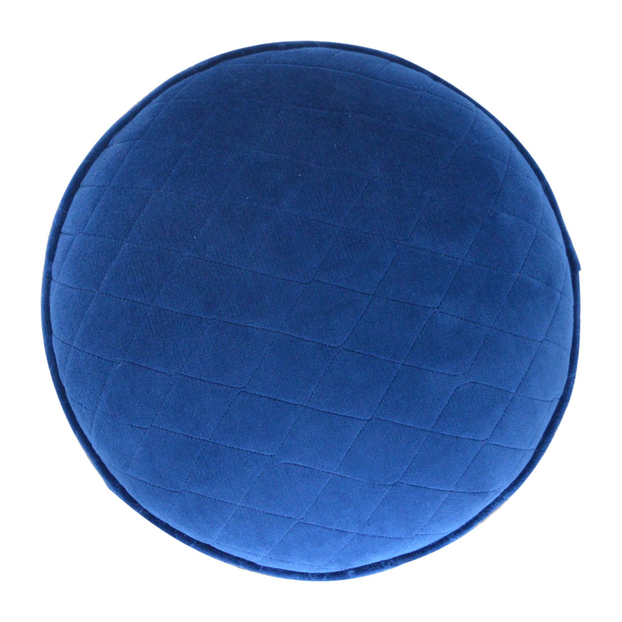 Quilted Blue Velvet Footstool - Image 5