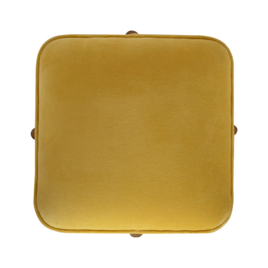 Mustard Velvet Solid Footstool - Image 5