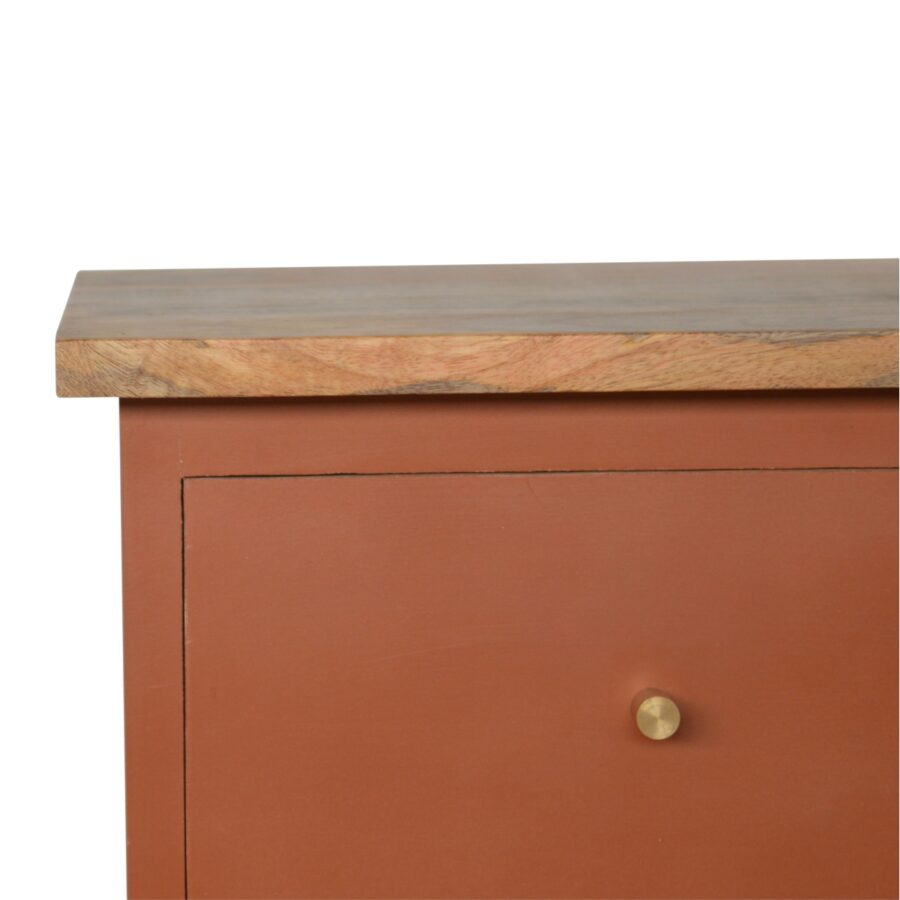 Brick Red Hand Painted Bedside - Image 5