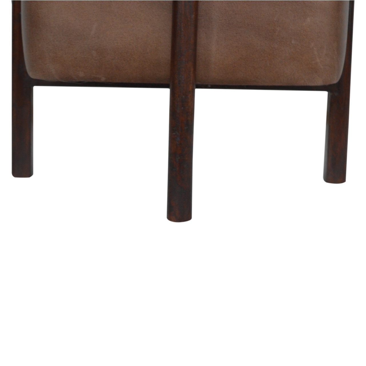 Brown Solid Leather Footstool - Image 4