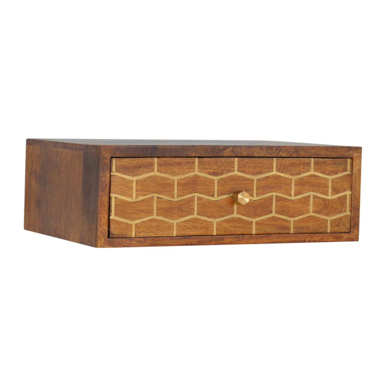 Floating Gold Art Chestnut Bedside - Image 4