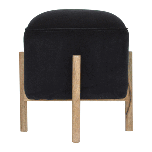 Black Velvet Solid Wood Footstool - Image 9