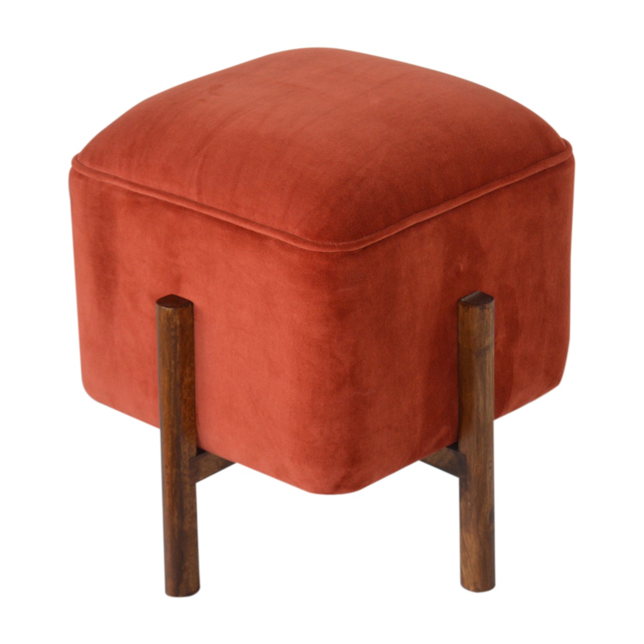 Brick Velvet Solid Wood Footstool - Image 5