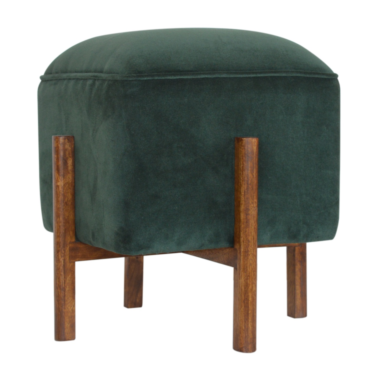 Emerald Velvet Solid Wood Footstool - Image 3