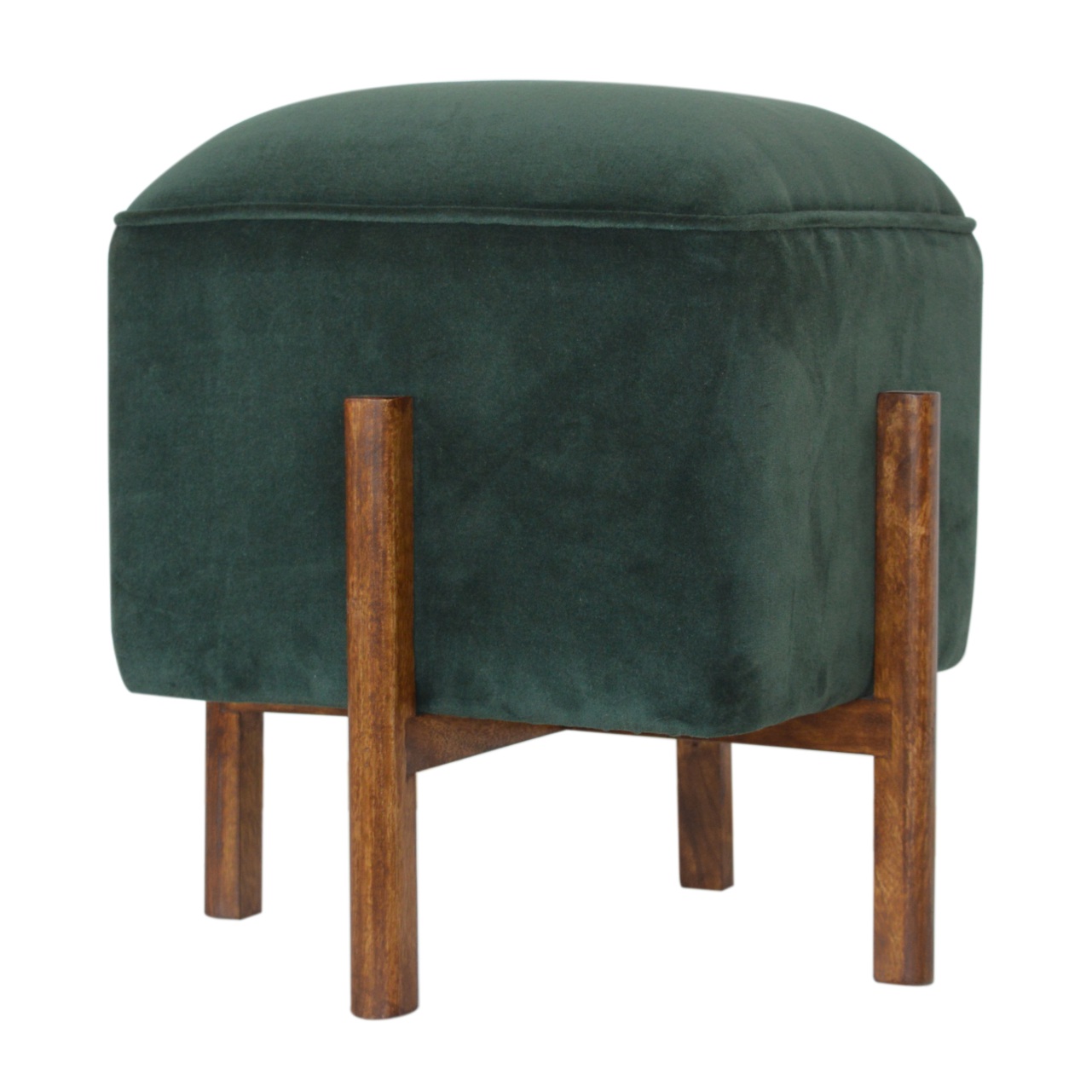 Emerald Velvet Solid Wood Footstool - Image 4