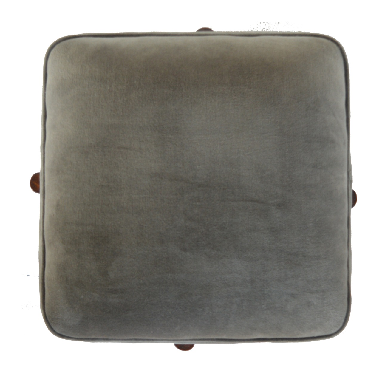 Solid Wood Grey Velvet Footstool - Image 9