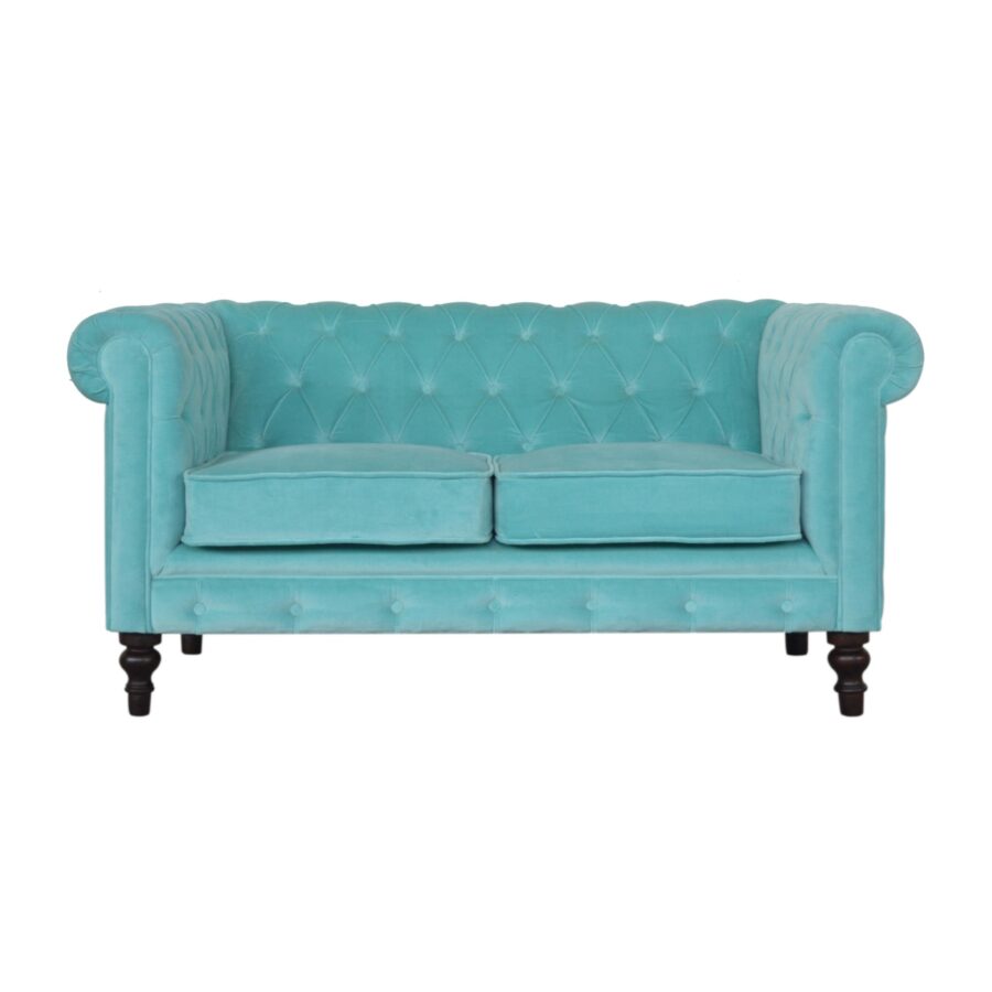 Aqua Velvet Chesterfield Sofa - Image 3