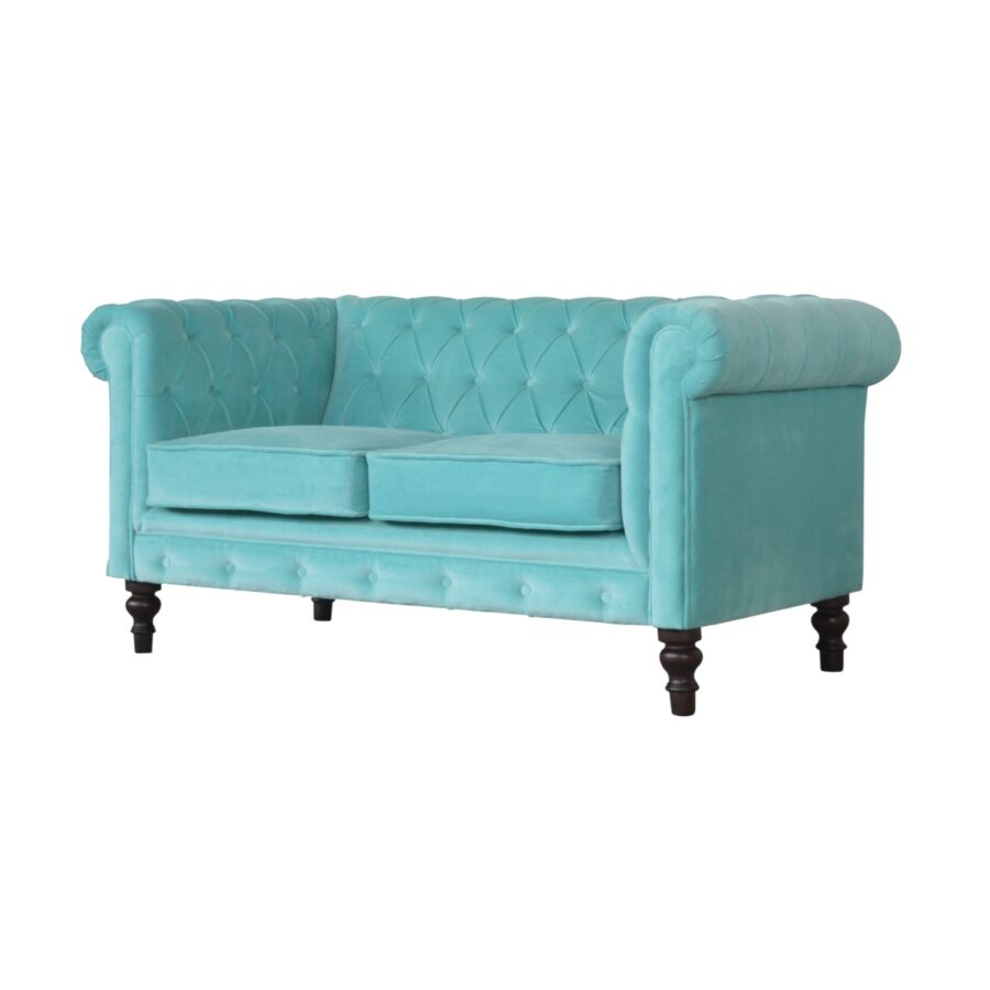 Aqua Velvet Chesterfield Sofa - Image 4