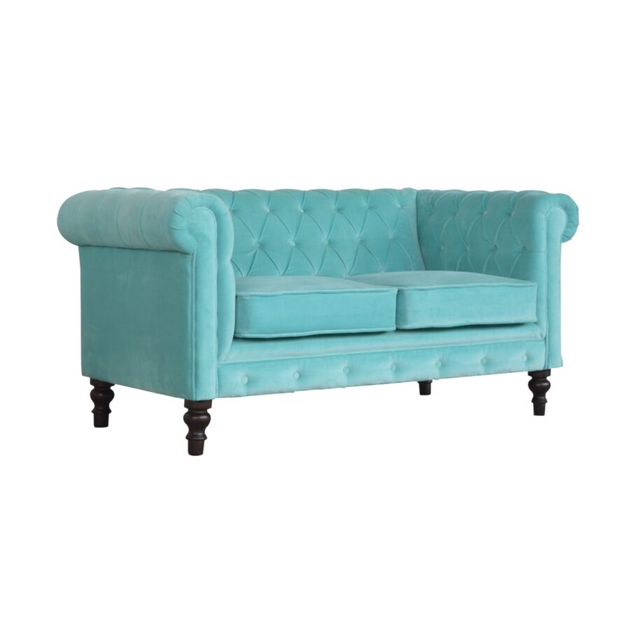 Aqua Velvet Chesterfield Sofa - Image 5