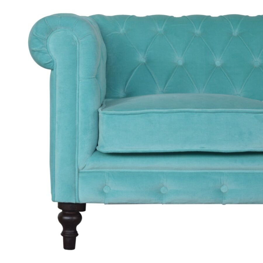 Aqua Velvet Chesterfield Sofa - Image 6