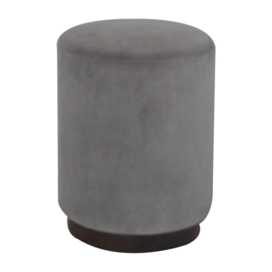 Grey Velvet Wooden Footstool - Image 2