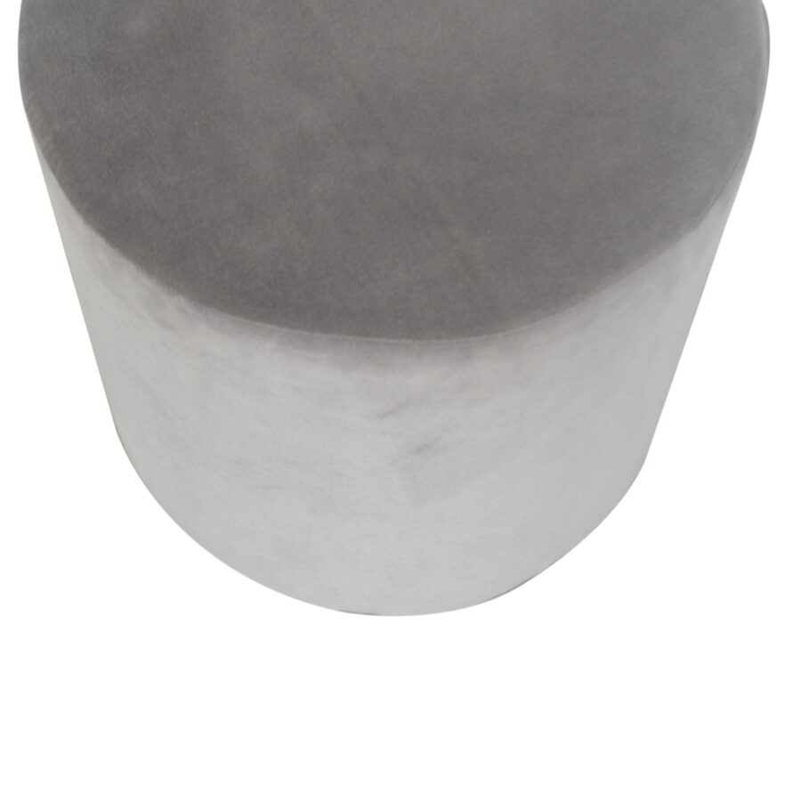 Grey Velvet Wooden Footstool - Image 3