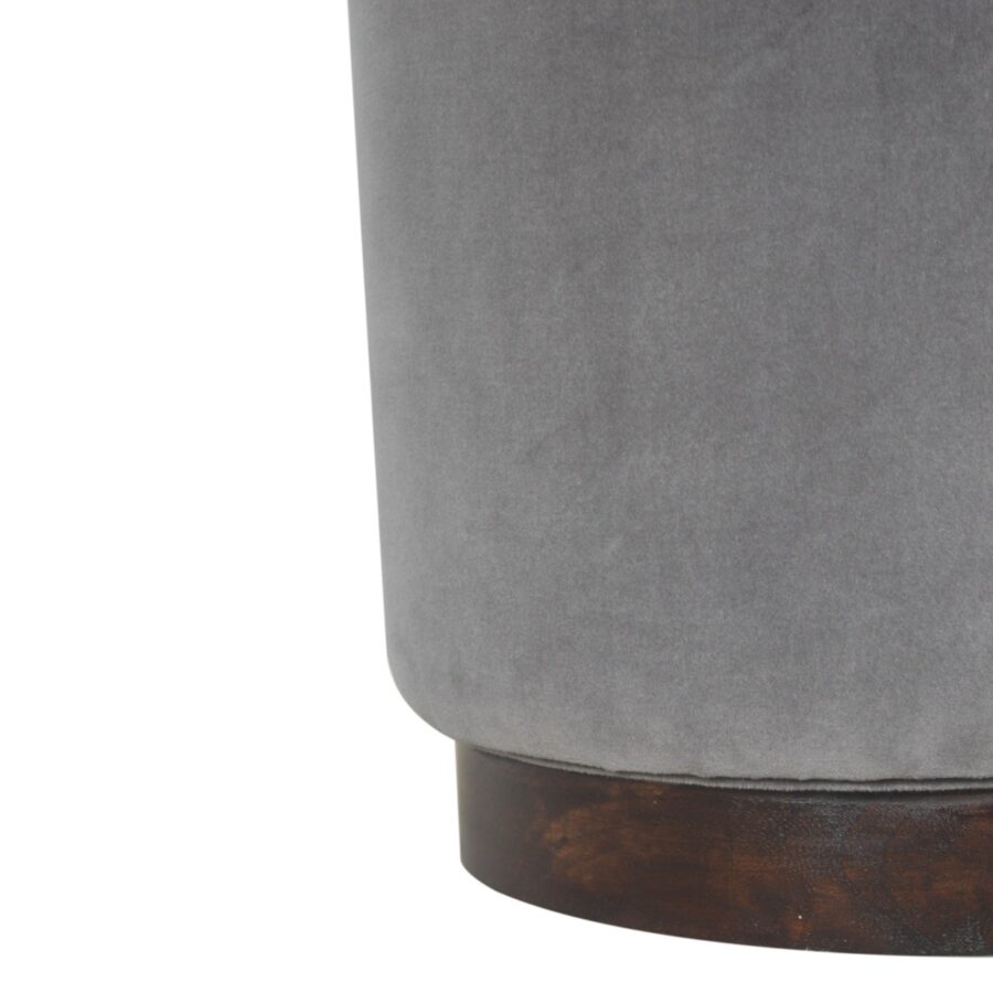 Grey Velvet Wooden Footstool - Image 4