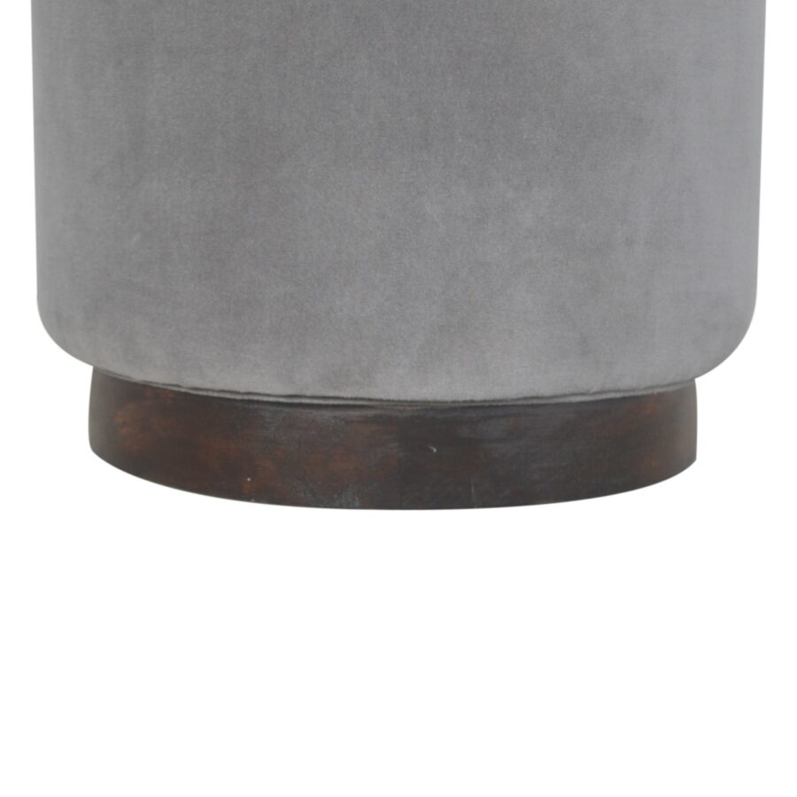 Grey Velvet Wooden Footstool - Image 5